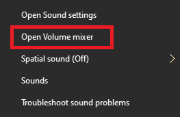 click on Open Volume Mixer