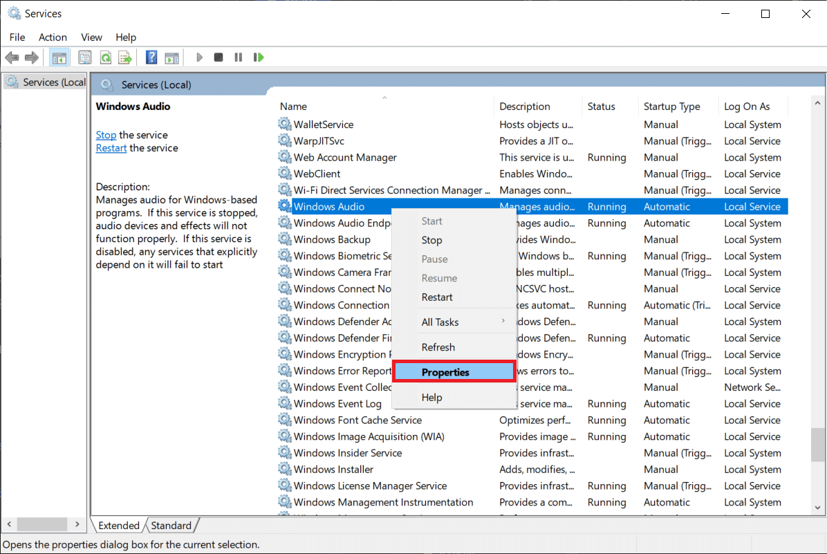 Right click on the Windows Audio service and choose Properties. Fix Windows 10 Volume Control Not Working