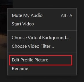 right click on video and then click on Edit profile picture | Show Profile Picture in Zoom Meeting Instead of Video
