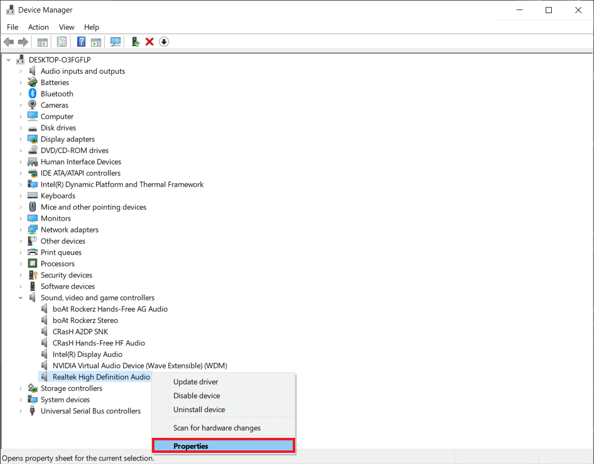 Right click on your audio card and choose Properties. How to Fix The Audio Service is Not Running Windows 10