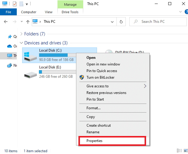 Right click on your Local Disk and click on Properties. Fix Ntoskrnl.exe High CPU Usage