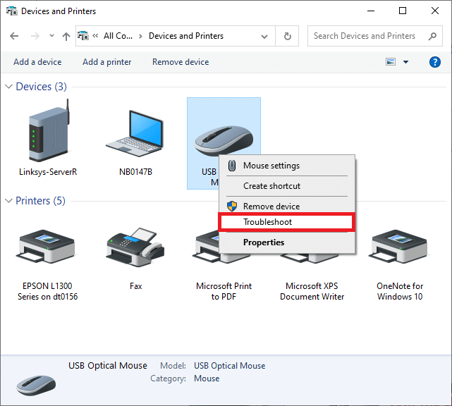 right-click on your mouse and select the Troubleshoot | Fix Mouse Wheel Not Scrolling Properly
