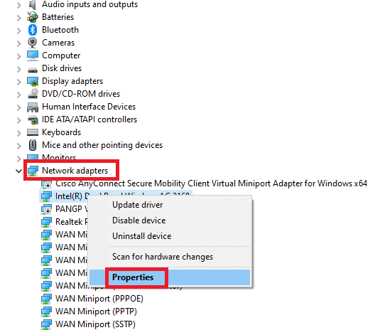 Right-click on your Network adapter and select the Properties option. Fix Internet Keeps Dropping on Windows 10