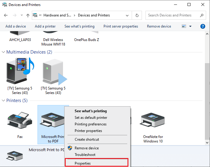 right click on your printer and select Properties