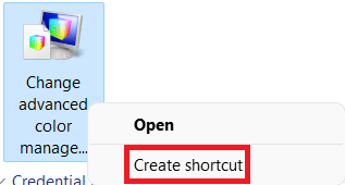 Right click option to create shortcut