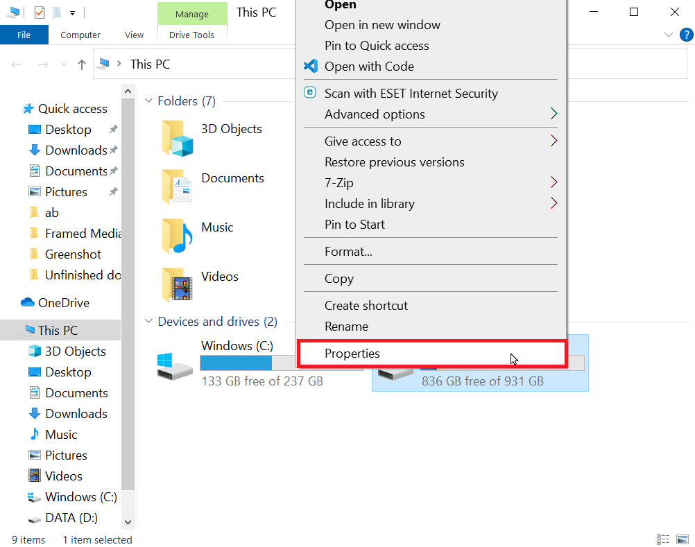 right click the USB and click properties