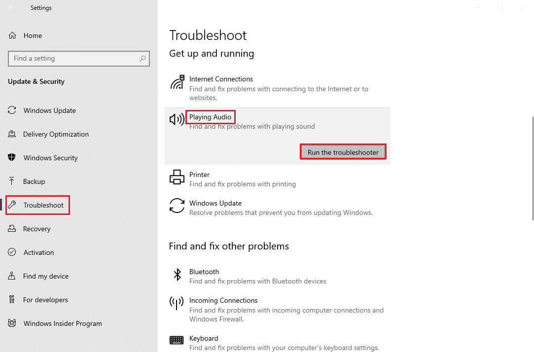 run playing audio troubleshooter. Fix This Device is Being Used by Another Application Sound Error