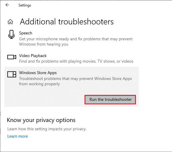 Run the troubleshooter option