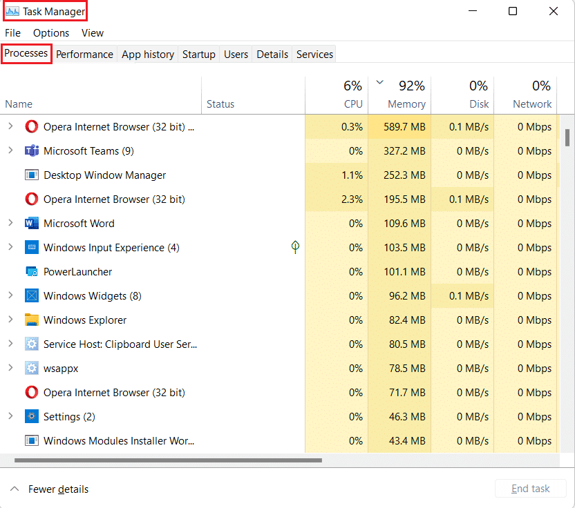 running processes in task manager windows 11