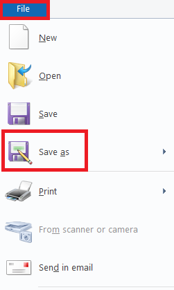 Save as option under file. How to Convert Image to Grayscale Paint