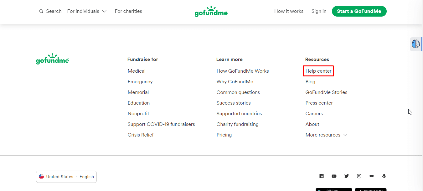 Scroll all the way down and click on the Help Centre option present in the Footer Section