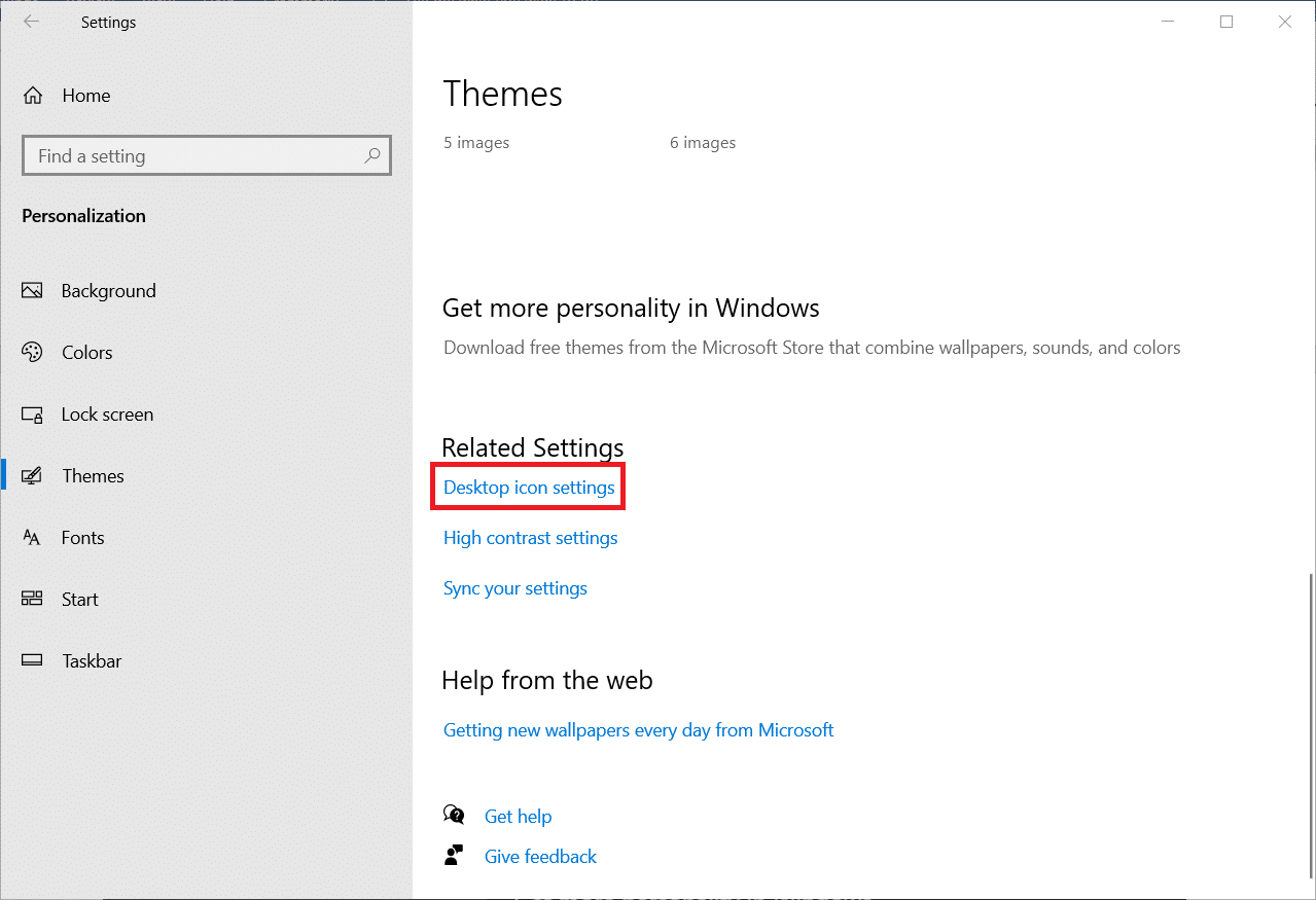 Scroll down and click on the Desktop icon settings option