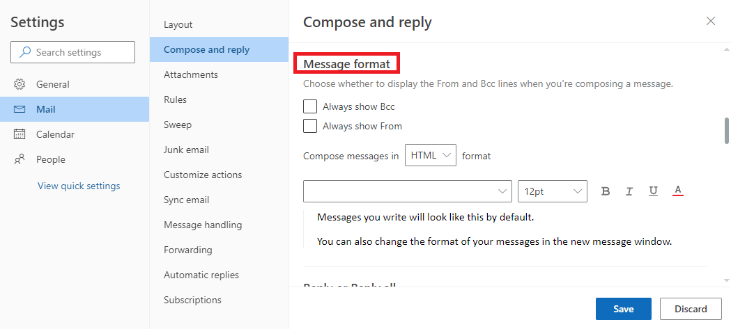 Scroll down and locate Message format