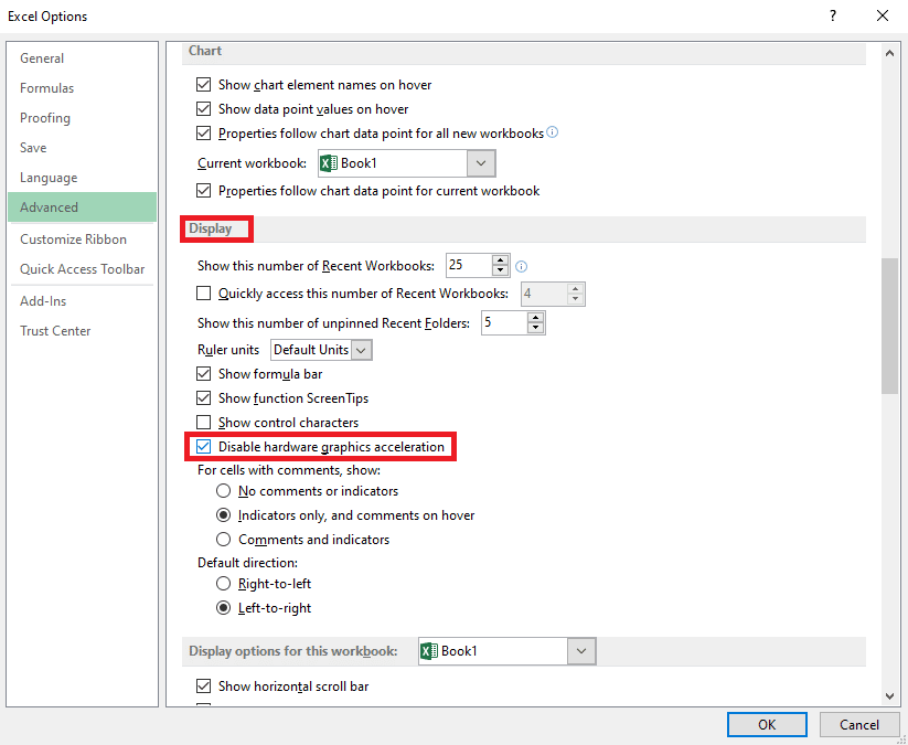 Disable hardware graphics acceleration option
