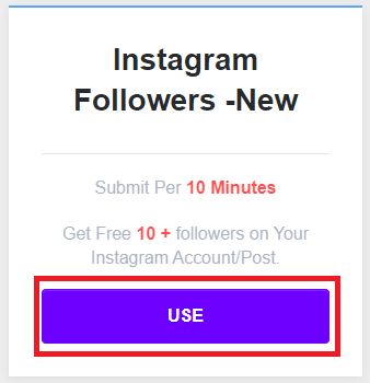 scroll down and tap on USE under Instagram Followers – New