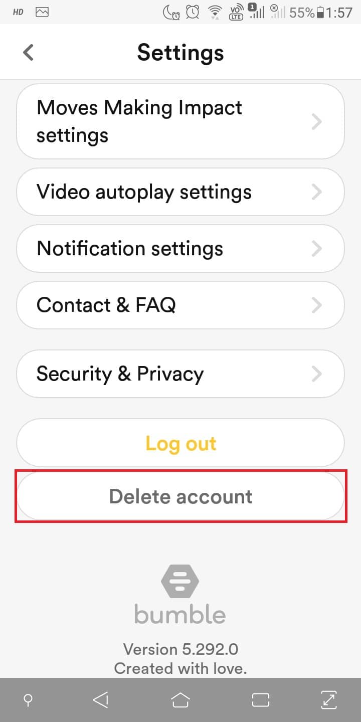 Scroll down to tap on Delete Account.