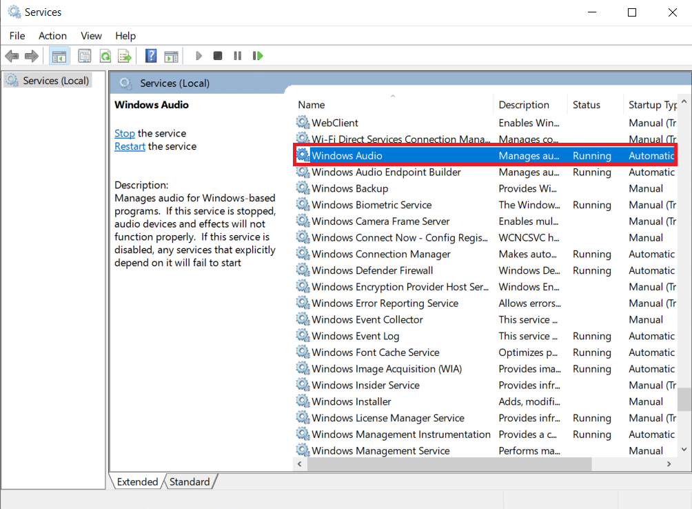 Scroll through the Services window. Double click Windows Audio. How to Fix No Audio Devices are Installed
