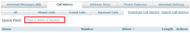 Search for a name or number in the Quick Find bar