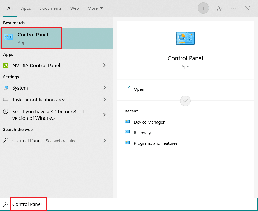 Search for Control Panel in the Windows search bar. Click on Control Panel