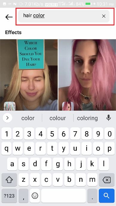 Search for hair color