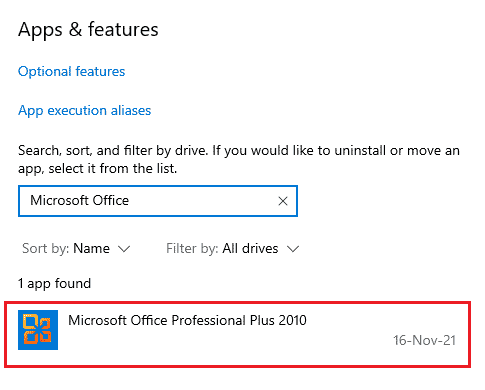 Search for Microsoft Office 