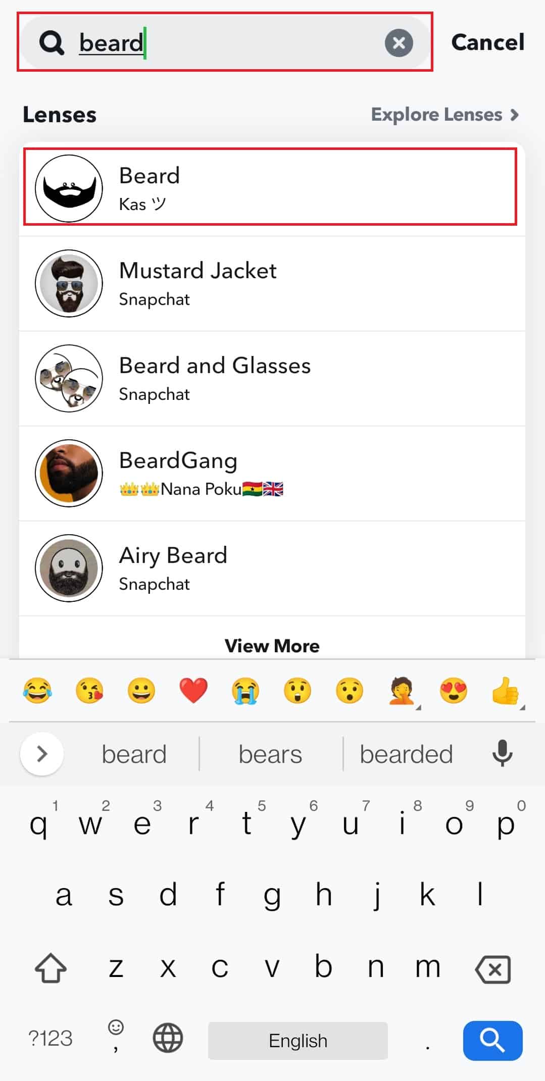Search for the beard filter and tap on it | beardless filter TikTok