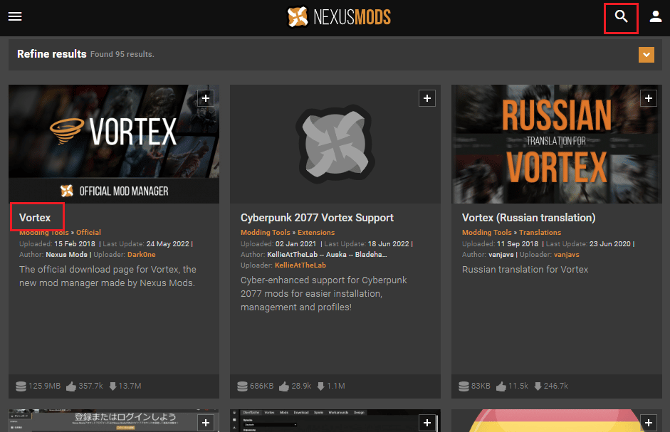 Search for Vortex Mod Manager on the search bar and click on the first result displayed