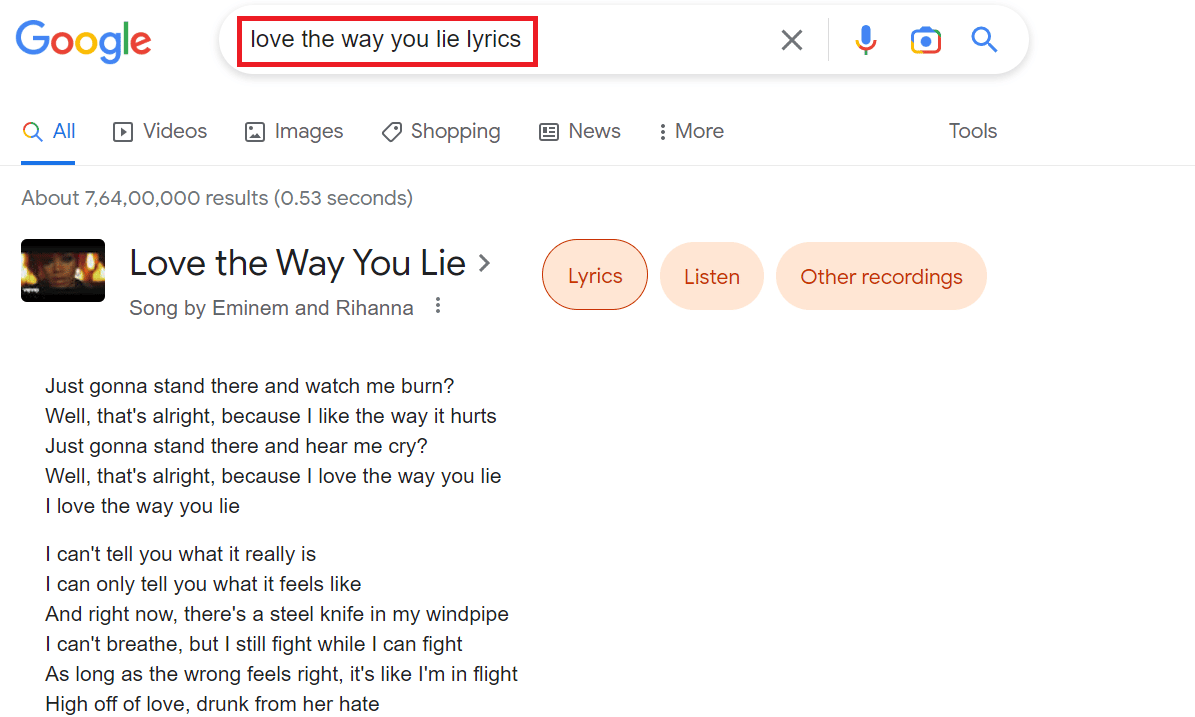 search song on google