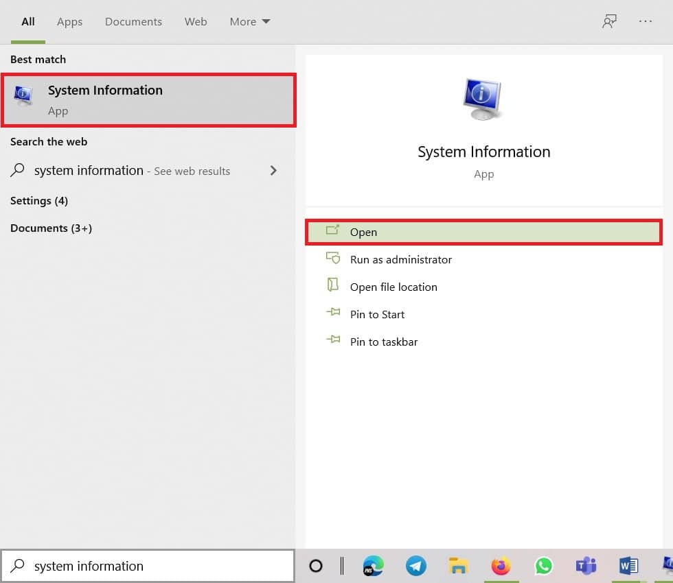 Search System Information in Windows Search Panel. How to check monitor model in windows 10