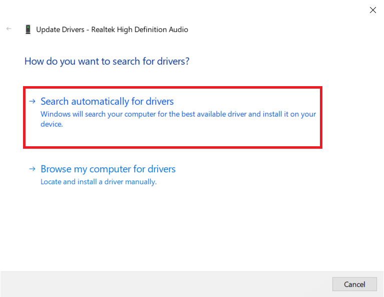 select Search Automatically for drivers. | Enable Stereo Mix on Windows 10