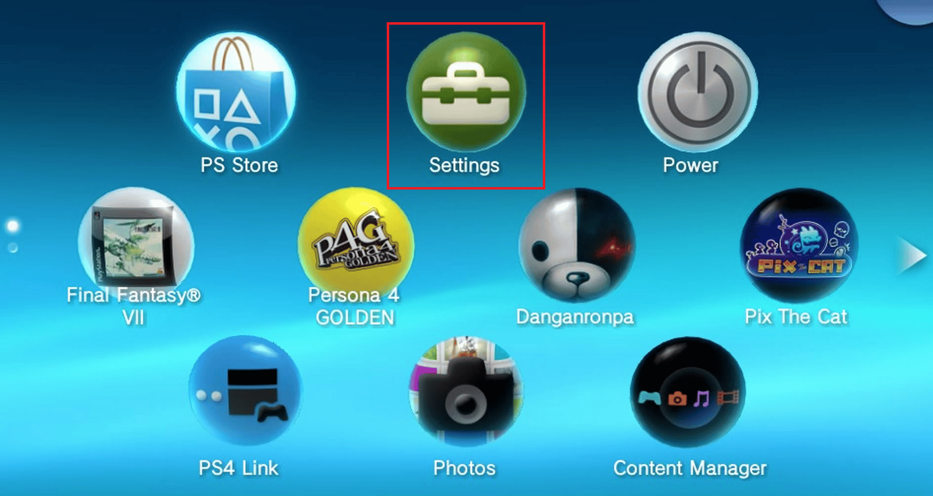 select Settings from the home menu | How to Perform PSP Vita Hard Reset