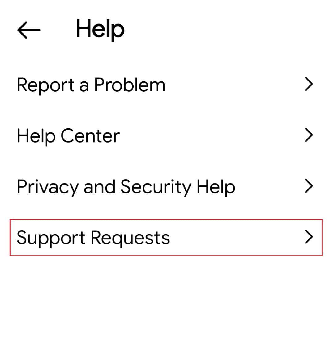 select Support Requests in Instagram Help