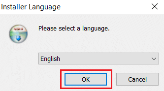 Select a language and click OK