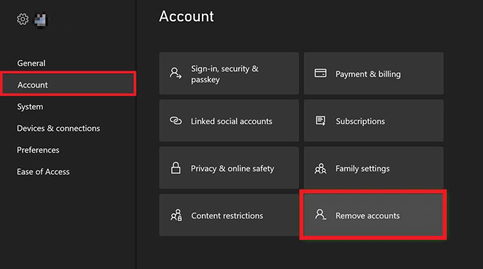 Select Account and select Remove accounts