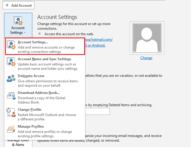 Select account settings