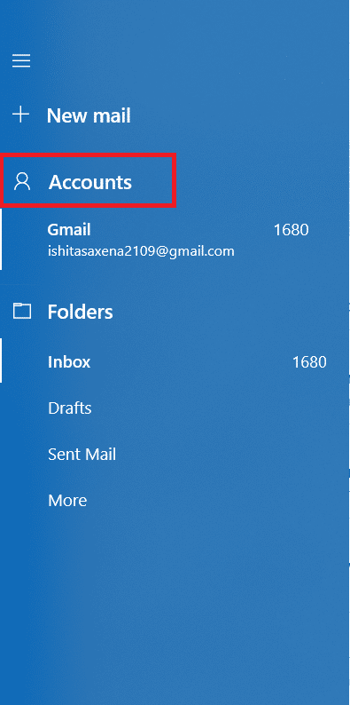 Select Accounts from the left pane of the window