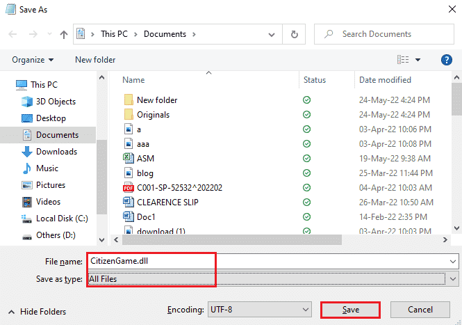 Select All Files and click Save. Fix FiveM Could Not Load Citizen DLL in Windows 10