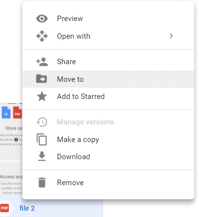 Select all or some of the files which you want to sync then right-click & select Move to