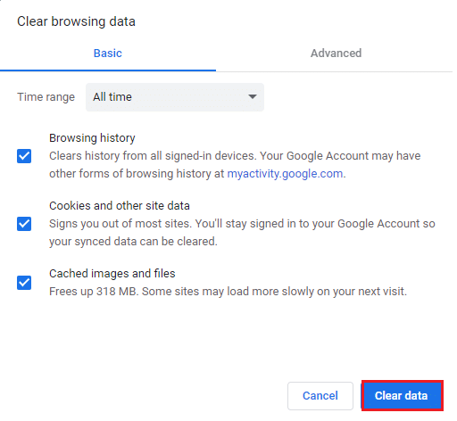 Select All Time if you want to delete the entire data and click on Clear data