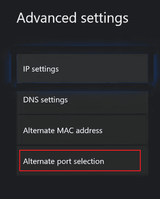 select alternate port selection in Xbox advanced settings