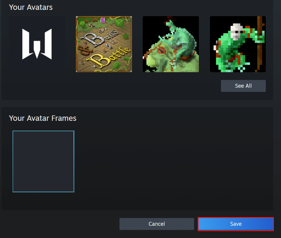 select an avatar and click on Save button in Steam Avatar page on browser