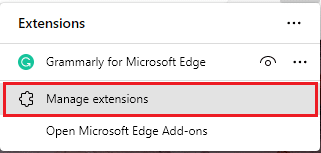 Select any extension and click on Manage extensions