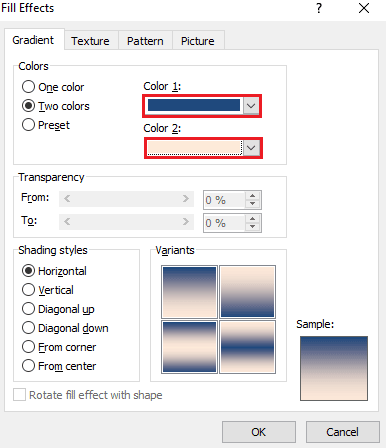 Select color 1 and color 2
