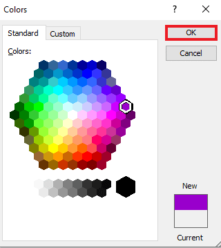 Select color and click ok