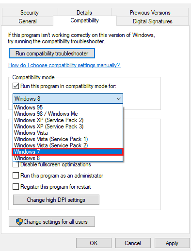 Select compatible Windows