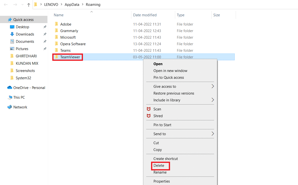 Select Delete from the context menu. Fix commercial nodetected teamviewering Windows 10