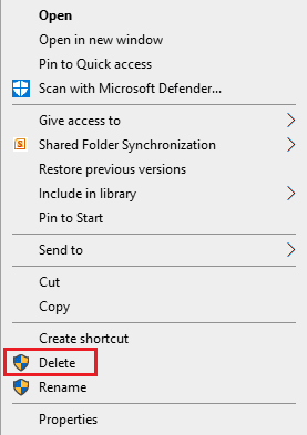  Select Delete option. Fix Kodi Error Unable to Create Application Exiting