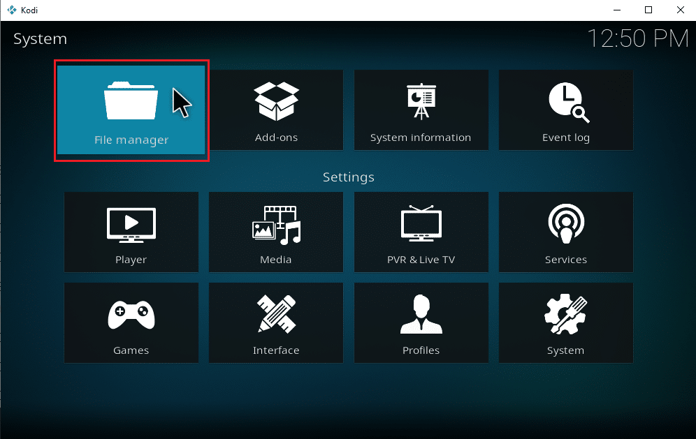 Select File manager. How to Download Music to Kodi