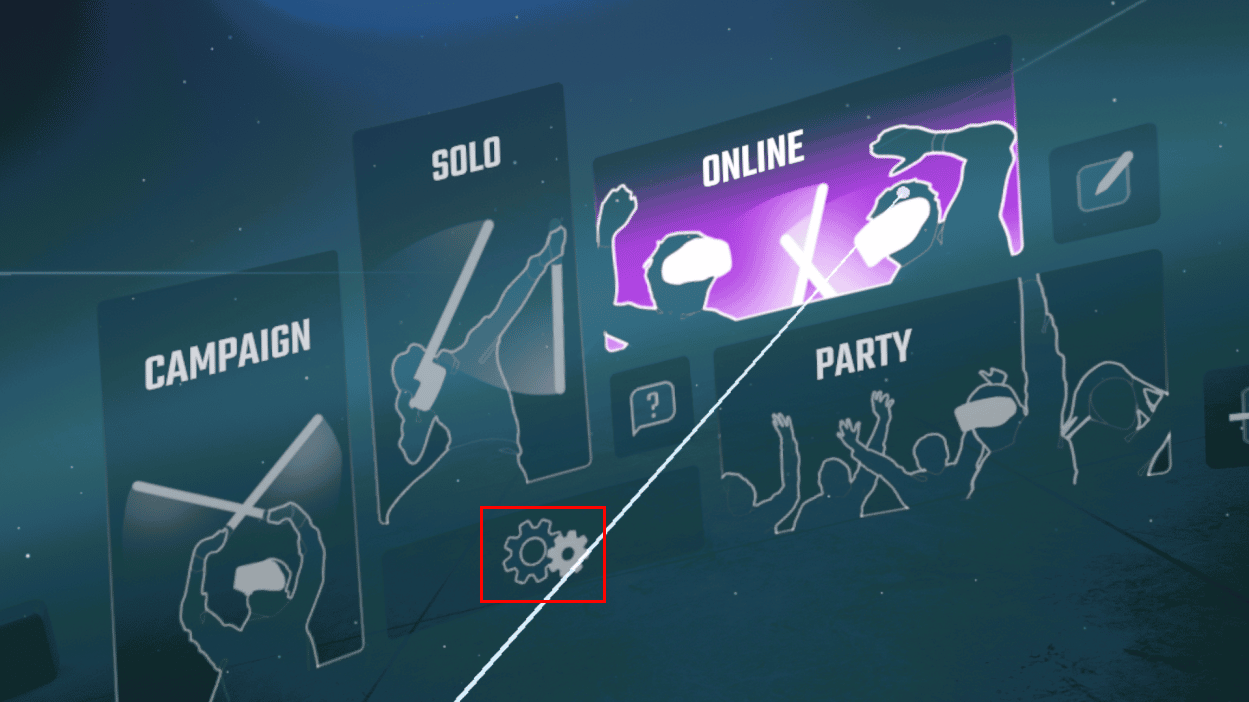 select gear icon in beat saber menu to open settings