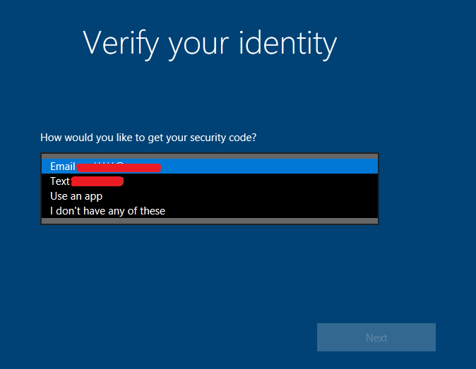 Select how you would like to verify your identity | How to Reset Your Password in Windows 10
